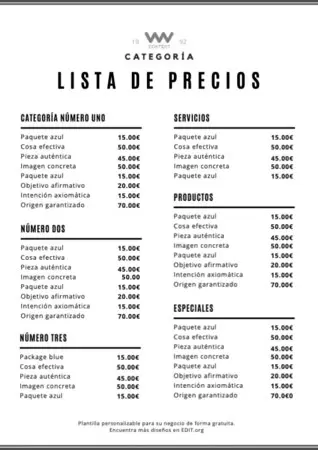 Descargar gratis una lista de precios