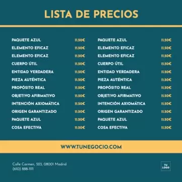 Descargar gratis una lista de precios