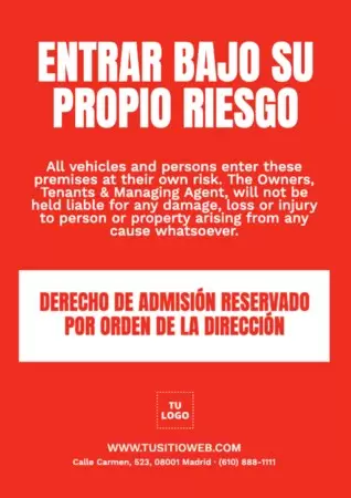 Editar un cartel de Derecho de Admisión