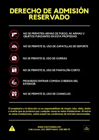 Editar un cartel de Derecho de Admisión