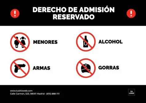 Editar un cartel de Derecho de Admisión