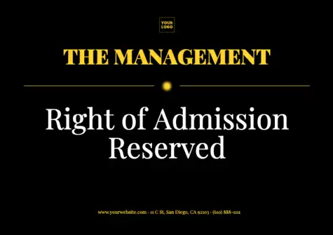 Edit a 'Right of Admission' template