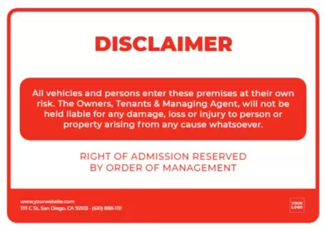 Edit a 'Right of Admission' template