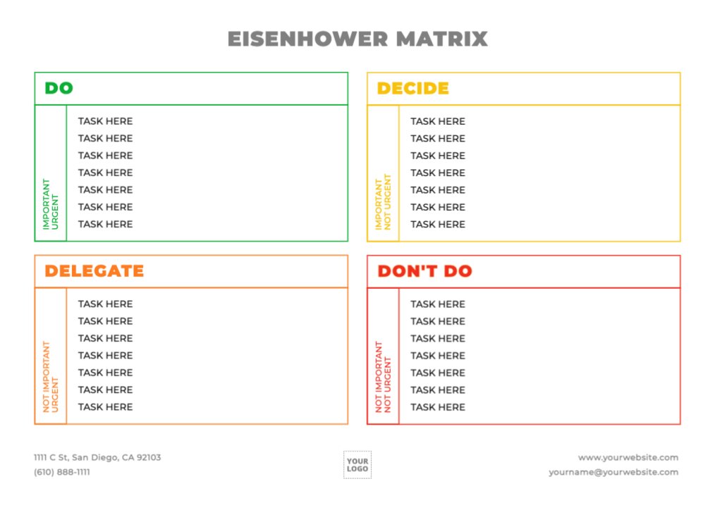 Printable Eisenhower Matrix Template