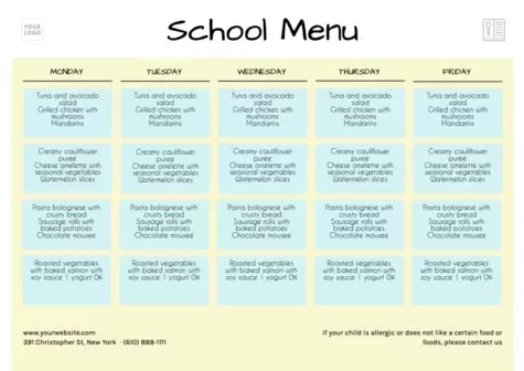 Edit a school menu