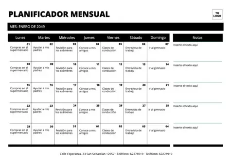 Edita un planner mensual