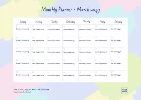 Bearbeite einen Monatsplaner