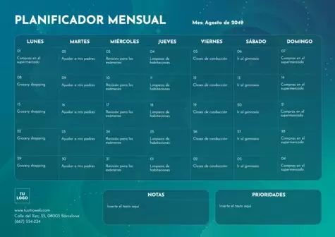 Edita un planner mensual