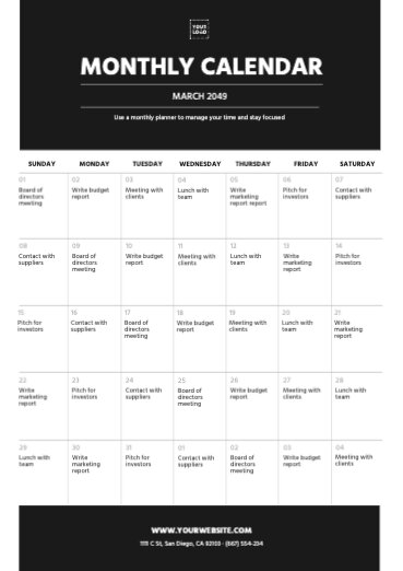 Printable monthly planner templates to edit online