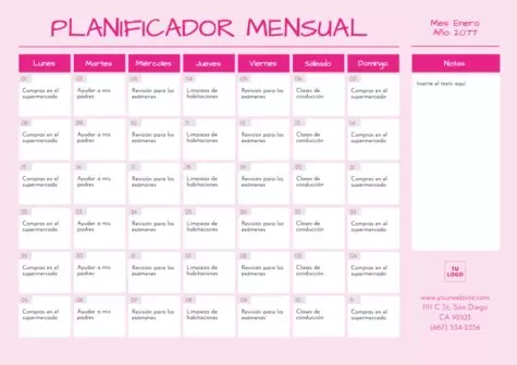 Edita un planner mensual