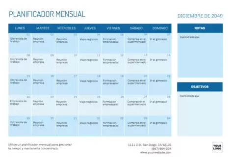 Edita un planner mensual