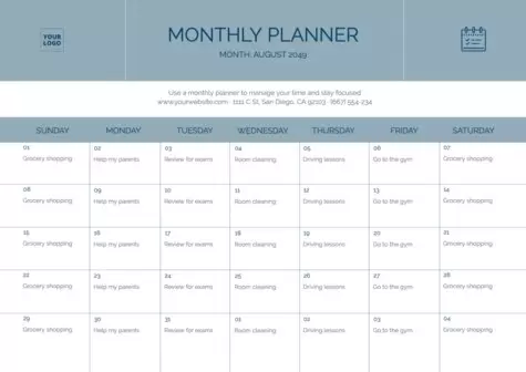 Een maandelijkse planner bewerken