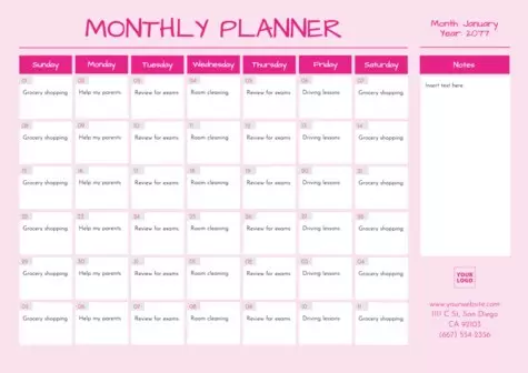 Bearbeite einen Monatsplaner