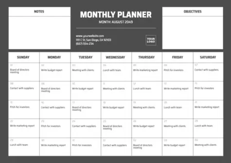 Edytuj miesięczny planer