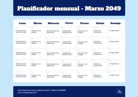 Edita un planner mensual