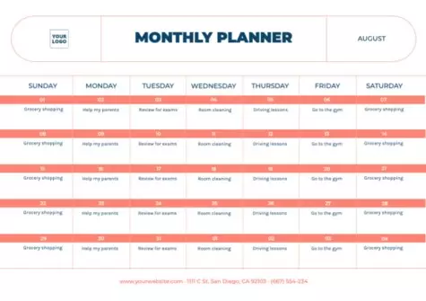 Bearbeite einen Monatsplaner