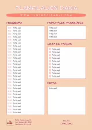 Edita un planificador diario