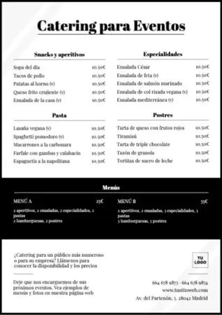 Edita un menú de catering