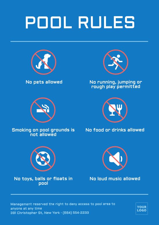 Edit swimming pool rules and regulations signs