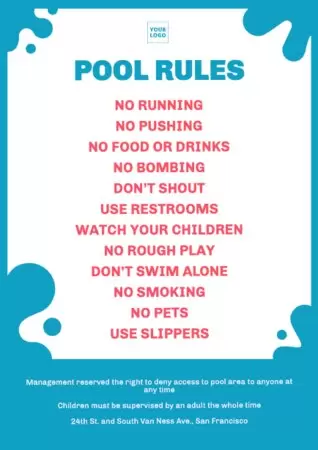 Modifica un cartello per le regole della piscina
