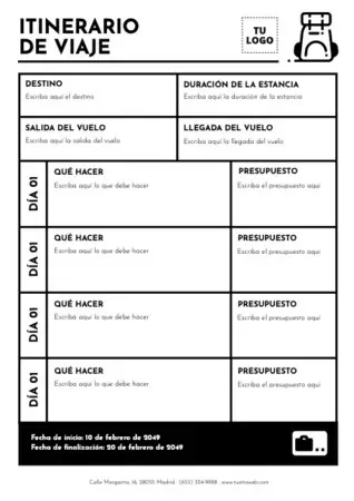 Edita un itinerario de viaje