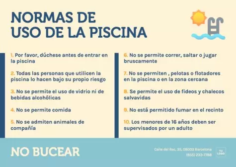 Edita un rótulo de normas de piscina