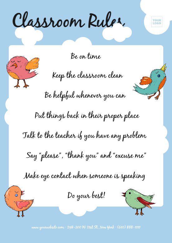 Free customizable classroom rules poster templates