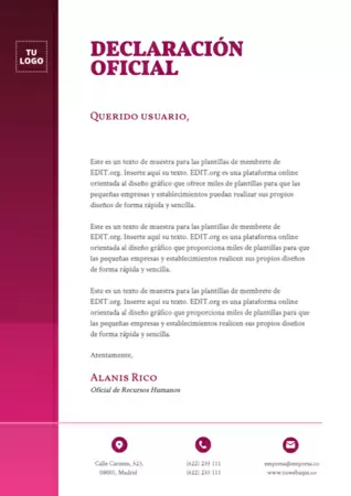 Editar un comunicado oficial