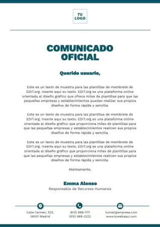 Editar un comunicado oficial