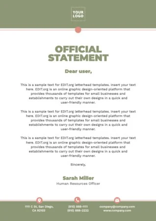 Edit an official statement template