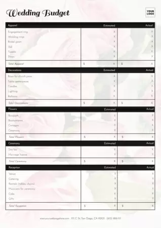 Edit a wedding planner template