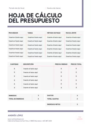 Edita un diseño de presupuesto