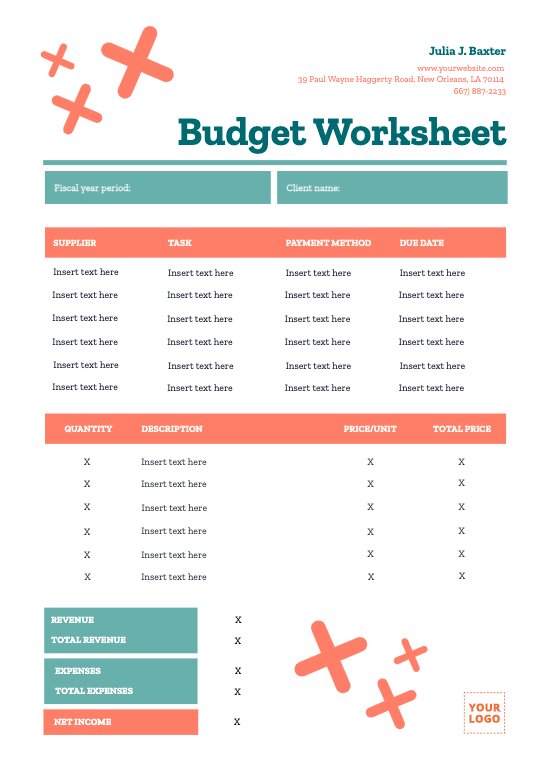 Customizable budget templates