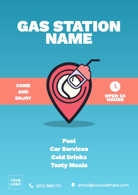 Posters for gas stations editable online