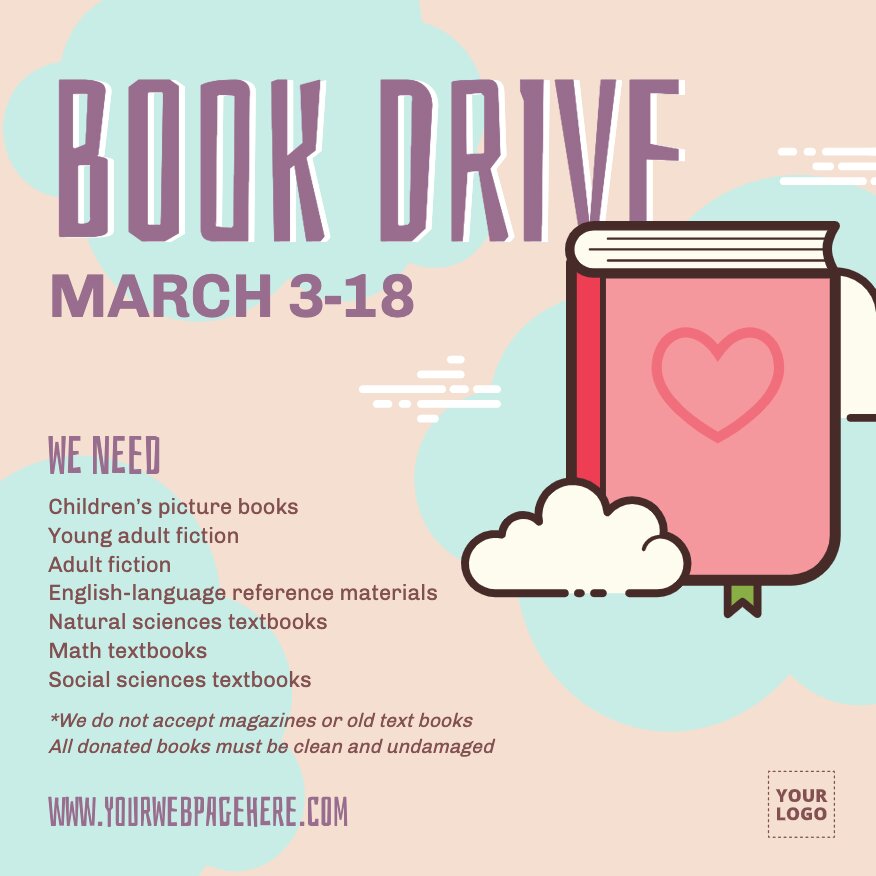 Customize book drive flyer templates