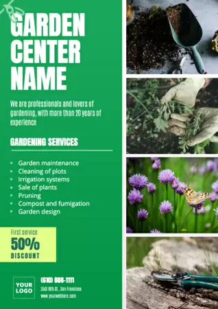 Bearbeite einen Flyer für ein Gartencenter