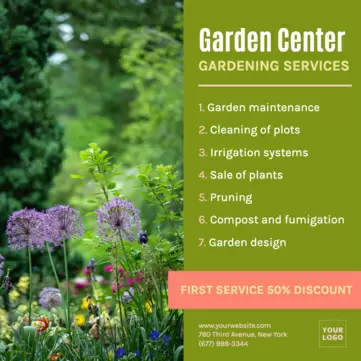 Bearbeite einen Flyer für ein Gartencenter