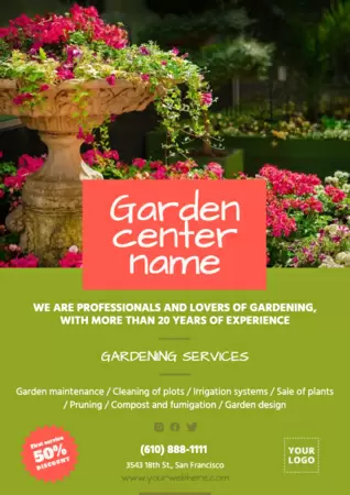 Bearbeite einen Flyer für ein Gartencenter