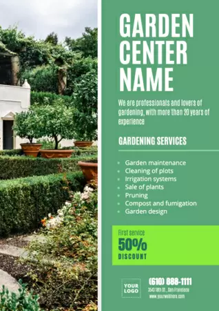 Bearbeite einen Flyer für ein Gartencenter