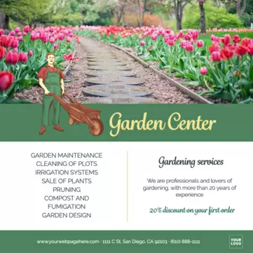Bearbeite einen Flyer für ein Gartencenter