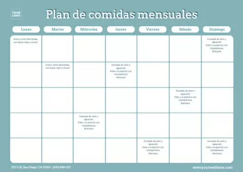 Edita un planning de comidas mensual