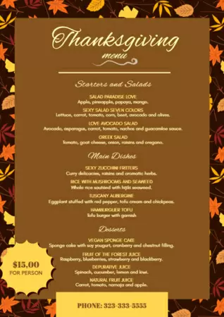 Free custom Thanksgiving menu templates