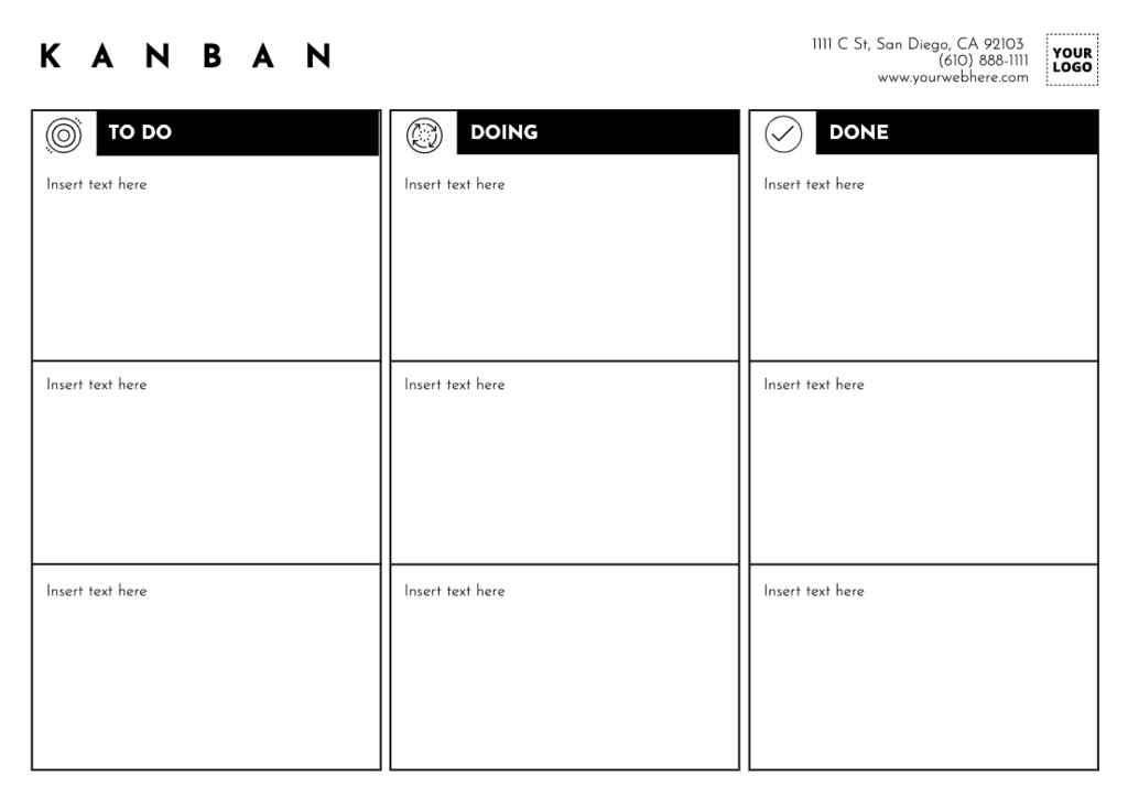 Free templates to create printable Kanban boards