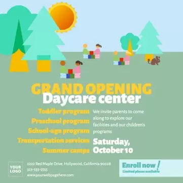 Bearbeite eine Flyer-Vorlage zum Thema Kinderbetreuung