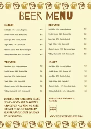 Edit a drink menu template