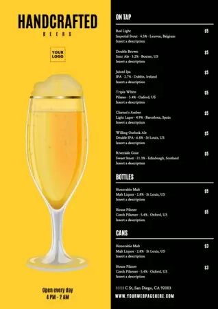 Edita un modello di menu per bevande