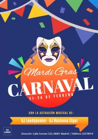 Crea tu cartel de Carnaval o Mardi Gras