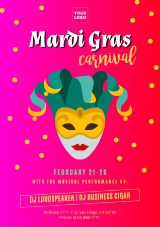 Bearbeite ein Poster zum Karneval und Mardi Gras
