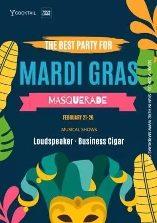 Bearbeite ein Poster zum Karneval und Mardi Gras