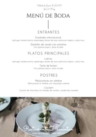 Edita una plantilla menu boda